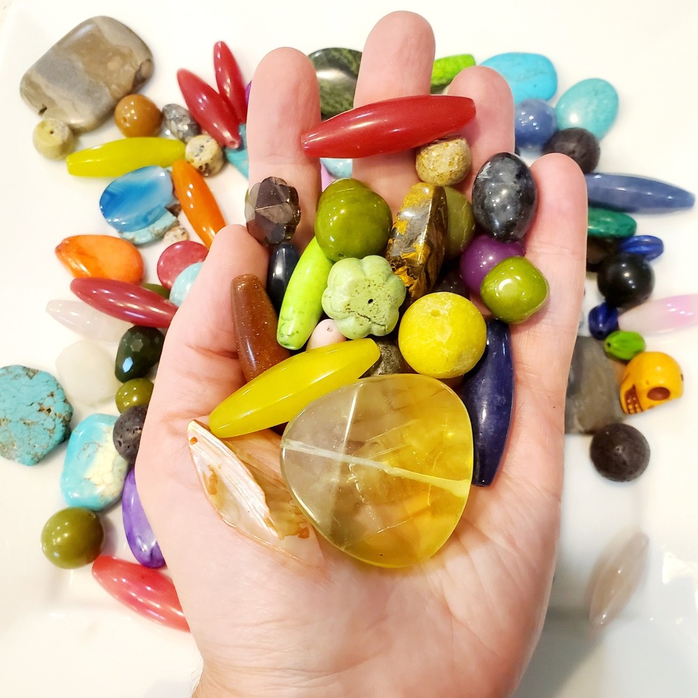 Mixed Gemstone Bead Soup Lot DIY Semiprecious Stone Agate Turquoise Glass 28oz - Picture 2 of 10